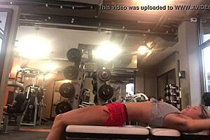 gina gerson exercising at gym in webcam session
