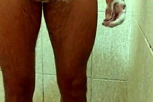 Young Well-Endowed Guy Showcases His Dick In The Shower