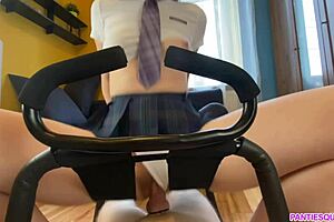 Step Sister Rides Cock Emotionally On Sex Chair After Intense Teasing