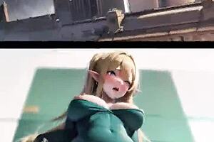 Compilation hentai of giantess AI, big boobs, tit