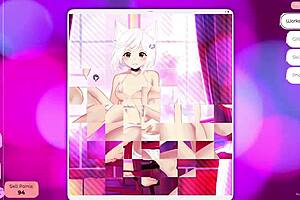 Playing Hentai Game With Mosaic Neko Waifus