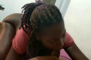 Freaky ebony college teen with big ass gets fucked and sucks dread head