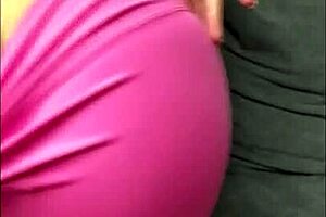 wife in hot pink leggings fucked on sofa