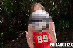 suggestive petite babe in rubber pov blowjob