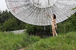 Brunette Exposes Natural Tits in Public Outdoor Nude Shoot Near Old Space Radar