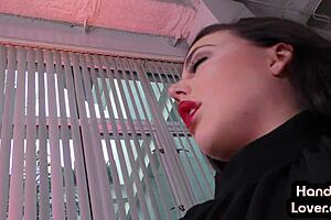 Babe wanks POV dick with oiled hands and talks dirty