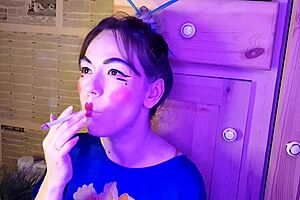 japanese stepsister smokes a cigarette