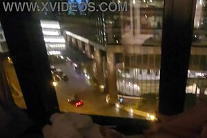 OMG, my girlfriend is fingering her clit in front of the hotel window! 😍