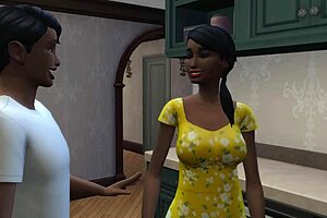 Ebony Step Mom Sucks Young Cock in Taboo MILF Scene