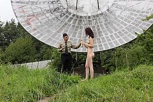 Brunette Exposes Natural Tits in Public Outdoor Nude Shoot Near Old Space Radar