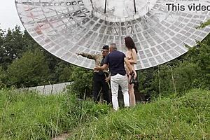 Brunette Exposes Natural Tits in Public Outdoor Nude Shoot Near Old Space Radar