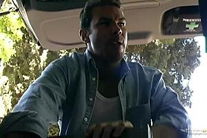 AS A DISTRACTION, the big titted blonde leads him OUTSIDE to PLEASE his THICK COCK with heels on