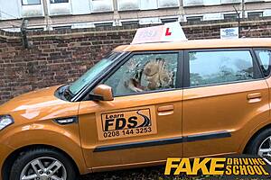 Horny learners secretly fuck in the instructor's car!