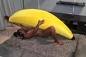 Tattooed Desi Slut Riding Big Banana Close Ups