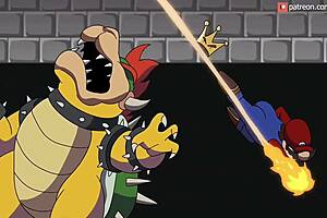 Cartoon femdom: Bowsette triumphs and cum inside in hentai video