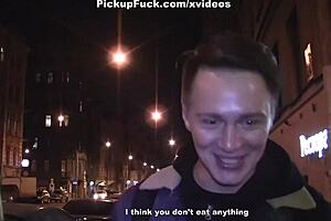 Blonde girl picked up for hot sauna fuck with threesome action