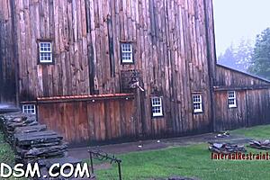 Spicy brunette plays with huge toy