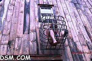 Spicy brunette plays with huge toy