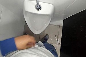 Watch that hard cock in shopping bathroom bareback?
