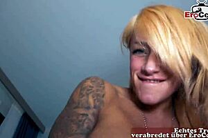 Tattooed German Blonde With Big Tits Picked Up For Naughty Date