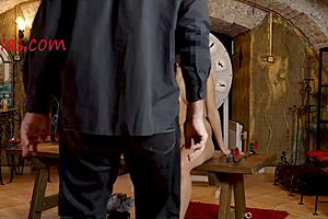 girl with natural tits feels intense whipping pain