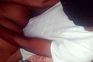 ebony amateur bent over for big black cock doggystyle sex at home