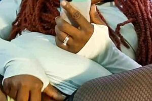 Ebony Wife Plays with Dildo on Legs