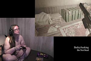 naked resident evil 7 play through part 3 with fat ass piercing tattoo brunette