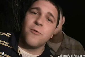 Teen coed slut rides hard dick at the college fuck fest outdoors