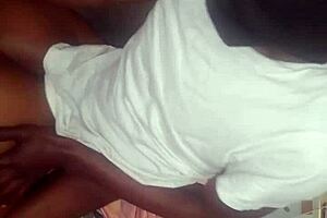 ebony amateur bent over for big black cock doggystyle sex at home