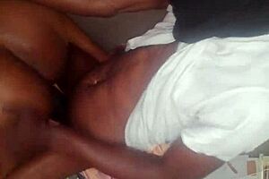 ebony amateur bent over for big black cock doggystyle sex at home