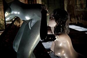 Ranni squirts for Melina in lesbian fingering scene