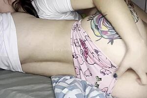 horny roommates masturbate and kiss at dawn