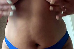 mature woman wanks her tight pussy to wet orgasm with big tits