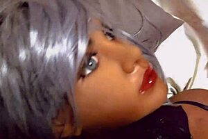 Real Sex Doll Fucked Hard in Shiny Stockings by Big Black Cock