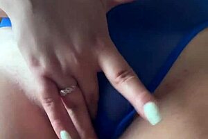 mature woman wanks her tight pussy to wet orgasm with big tits