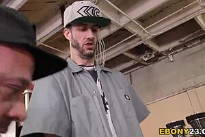 Horny Mechanics Gangbang Ebony Bellah Dahl With Gagging And Facials