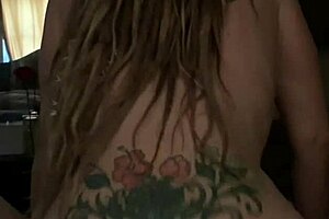 blonde rides cock in reverse cowgirl position to orgasm