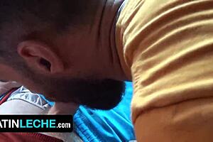 Muscular amateur latino slobbers and rides stranger's cock outdoors in hardcore gay action