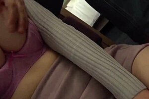 Perverted Japanese student with large chest wants an idol performer in a homemade video