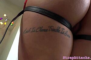 omg, my tattooed mistress peggin’ my black sub bf hard!