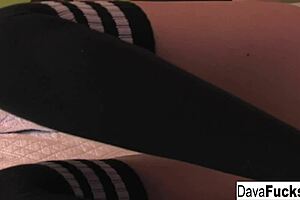 Brunette Babe's Solo Ass Masturbation in Stockings