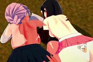 Nezuko Kamado And Mitsuri Kanroji In A Threesome From Kimetsu No Yaiba