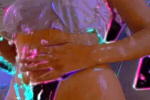 Cute girl enjoys car wash on slammed video