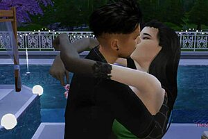 Woman caught cheating has affair, likes to hear filthy talk, and helps her young man make her climax in a pool