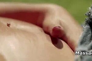 Outdoor massage with brunette teen 18+ in bikini leads to intense deepthroat blowjob session