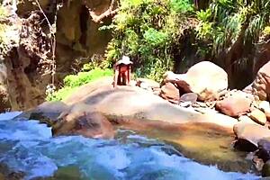 lilyan masturbates by river with dildo