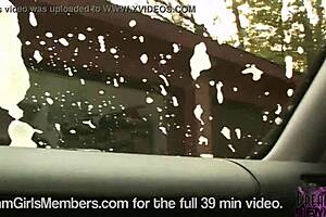 Big breasted wife gives the car wash and is spanked