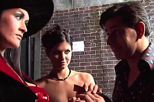 Two voluptuous brunettes embark on an exhilarating threesome with a stunning man, exploring doggystyle and cowgirl positions.