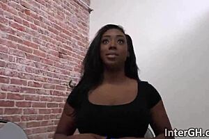 Big Boobs Lisa Ebony Girlfriend In Interracial Blowjob Cum